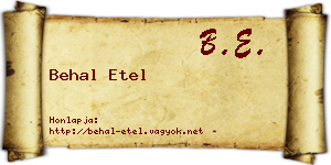 Behal Etel névjegykártya